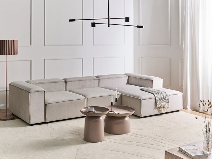 Beliani - ARDAL - Vierzitsbank - Taupe - Linkszijdig - Corduroy