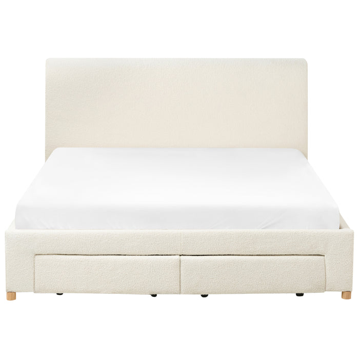 Beliani-SOUTRIN-Bed met opbergruimte-Off-white-160 x 200 cm-Bouclé