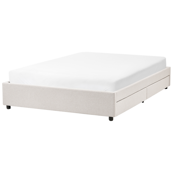 Beliani-PRADES-Bed met opbergruimte-Lichtbeige-140 x 200 cm-Polyester