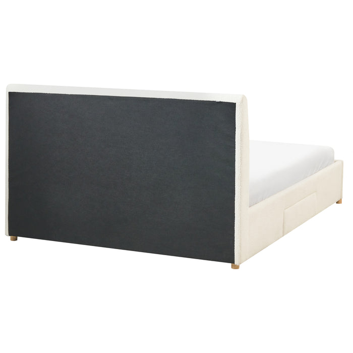 Beliani-SOUTRIN-Bed met opbergruimte-Off-white-160 x 200 cm-Bouclé
