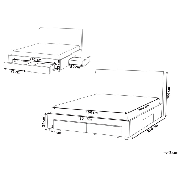 Beliani-SOUTRIN-Bed met opbergruimte-Off-white-160 x 200 cm-Bouclé