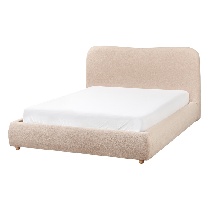 Beliani - BLAGNAC - Tweepersoonsbed - Beige - 140 x 200 cm - Bouclé