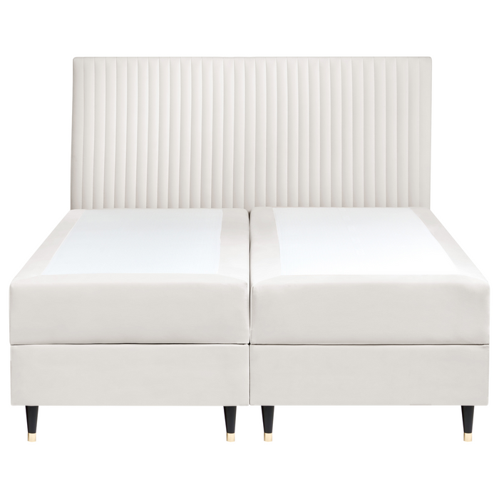 Beliani - DAME - Boxspringbed - Off-white - 160 x 200 cm - Fluweel