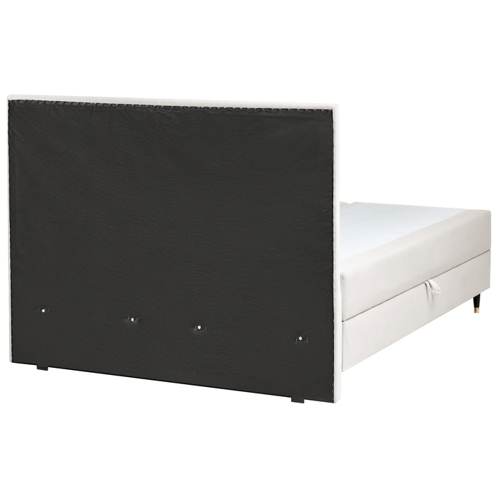 Beliani - DAME - Boxspringbed - Off-white - 160 x 200 cm - Fluweel