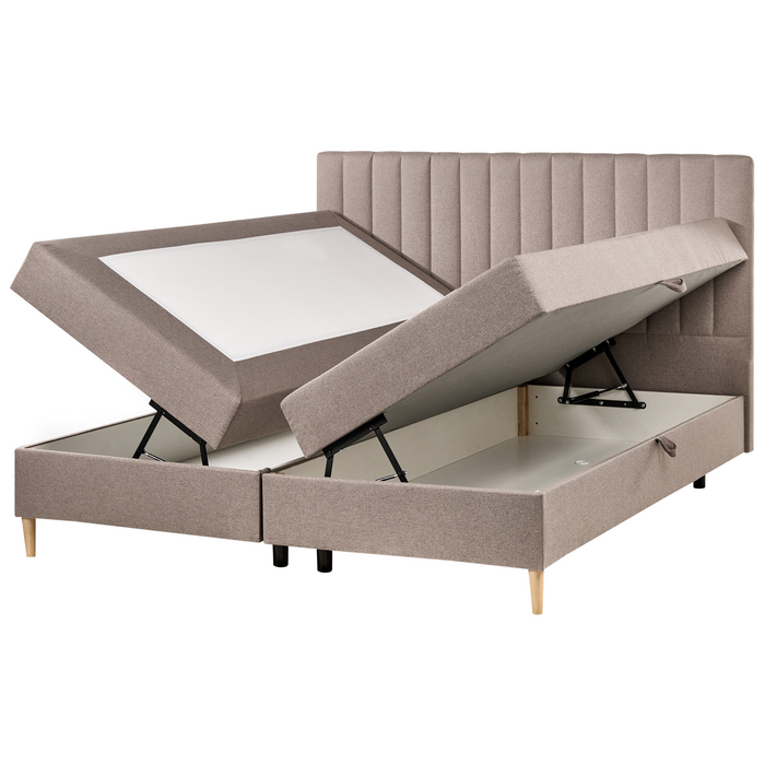 Beliani - OFFICER - Boxspringbed - Taupe - 180 x 200 cm - Polyester