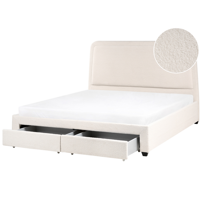Beliani-SARDENT-Tweepersoonsbed-Off-white-180 x 200 cm-Bouclé