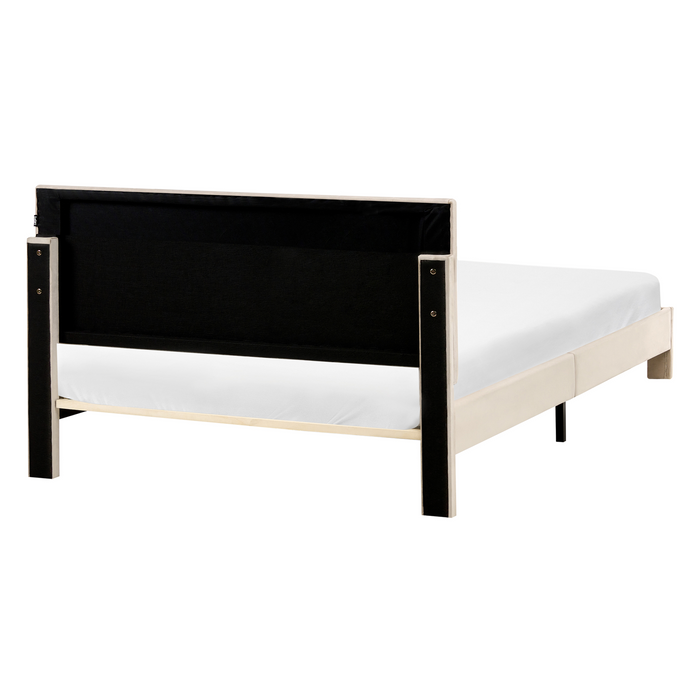 Beliani-LONZAC-Bed met opbergruimte-Beige-140 x 200 cm-Fluweel