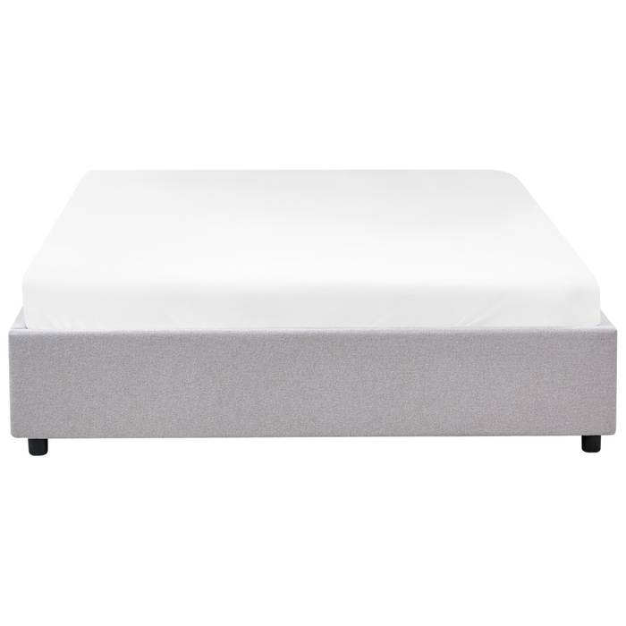 Beliani-PRADES-Bed met opbergruimte-Lichtgrijs-160 x 200 cm-Polyester