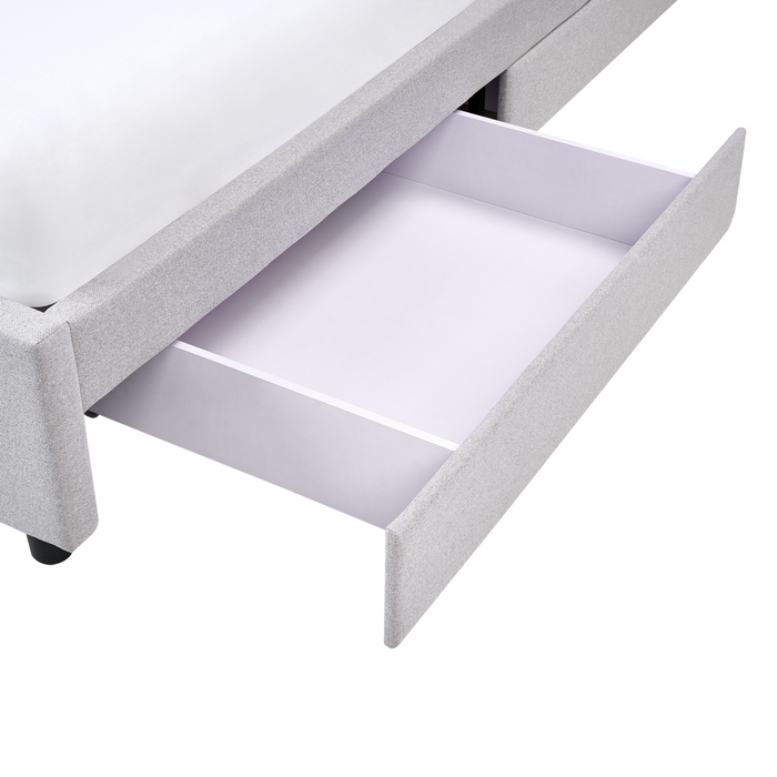 Beliani-PRADES-Bed met opbergruimte-Lichtgrijs-160 x 200 cm-Polyester