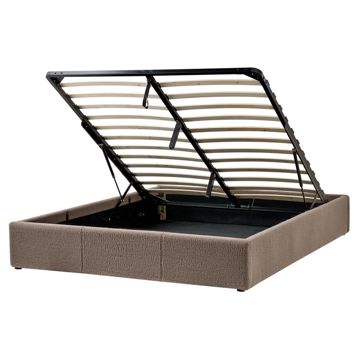 Beliani - DINAN - Tweepersoonsbed - Taupe - 160 x 200 cm - Bouclé