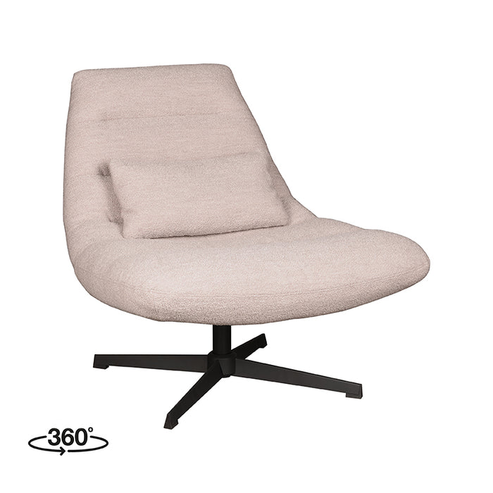LABEL51 - Draaifauteuil Nox - Naturel Boucle - Zwart Metaal