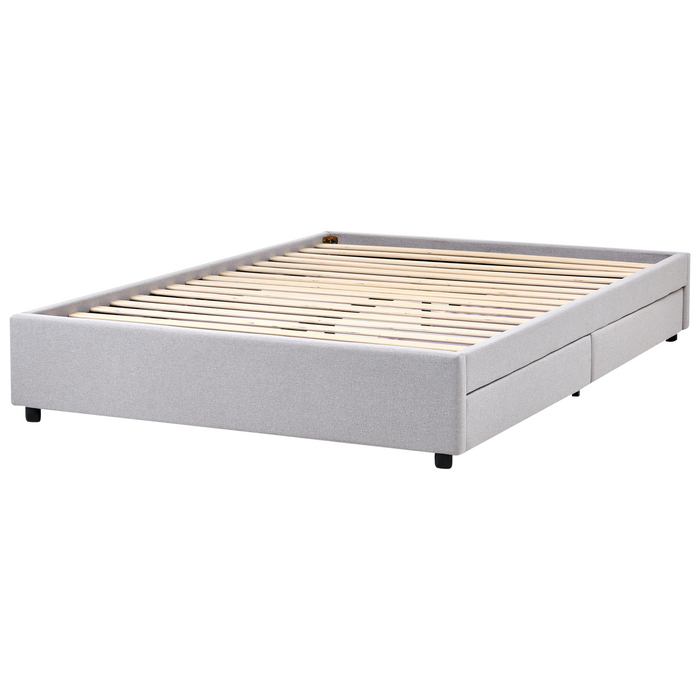 Beliani-PRADES-Bed met opbergruimte-Lichtgrijs-140 x 200 cm-Polyester