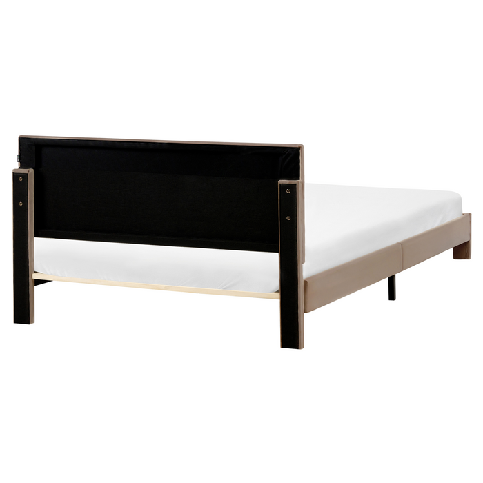Beliani-LONZAC-Bed met opbergruimte-Taupe-160 x 200 cm-Fluweel
