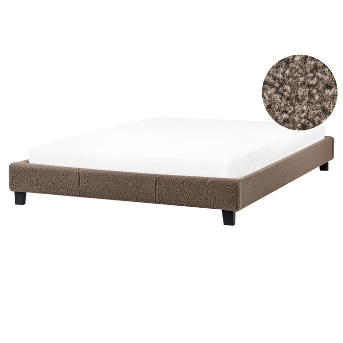 Beliani - ROANNE - Tweepersoonsbed - Taupe - 160 x 200 cm - Bouclé