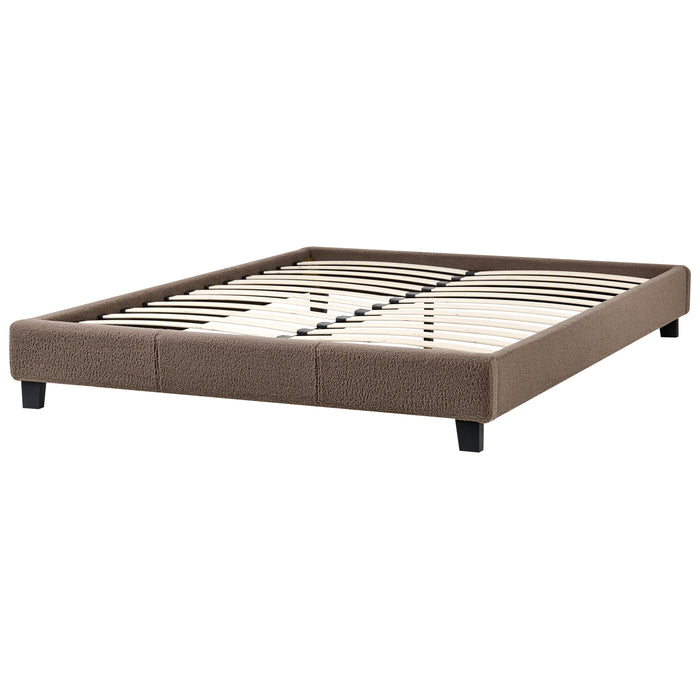 Beliani - ROANNE - Tweepersoonsbed - Taupe - 160 x 200 cm - Bouclé