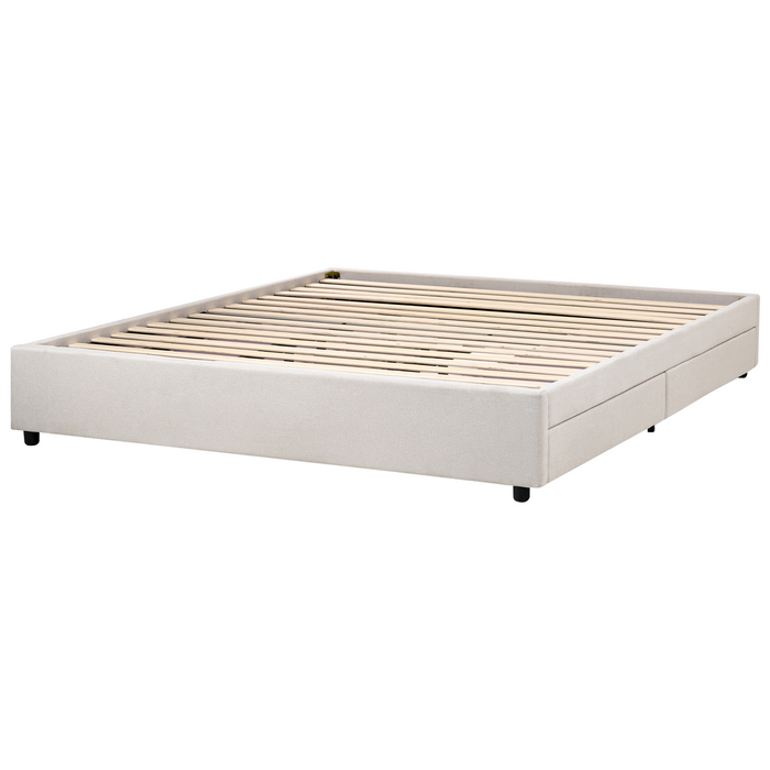 Beliani-PRADES-Bed met opbergruimte-Lichtbeige-180 x 200 cm-Polyester