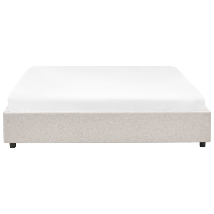 Beliani-PRADES-Bed met opbergruimte-Lichtbeige-180 x 200 cm-Polyester