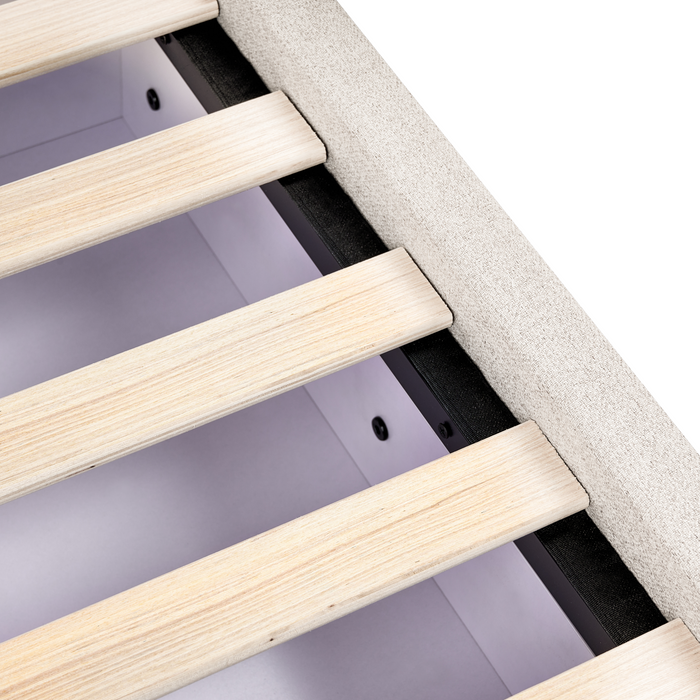 Beliani-PRADES-Bed met opbergruimte-Lichtbeige-180 x 200 cm-Polyester