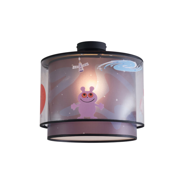 QAZQA Kinder plafondlamp zwart met ruimteschip en sterren - Harrie in