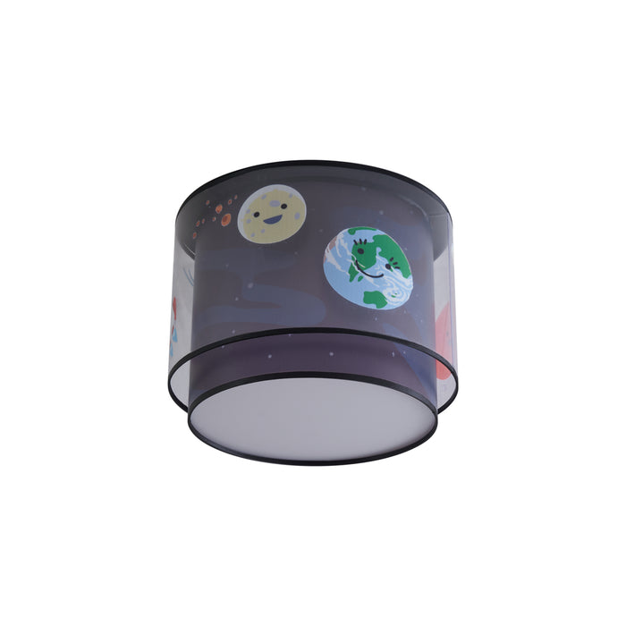 QAZQA Kinder plafondlamp zwart met ruimteschip en sterren - Harrie in