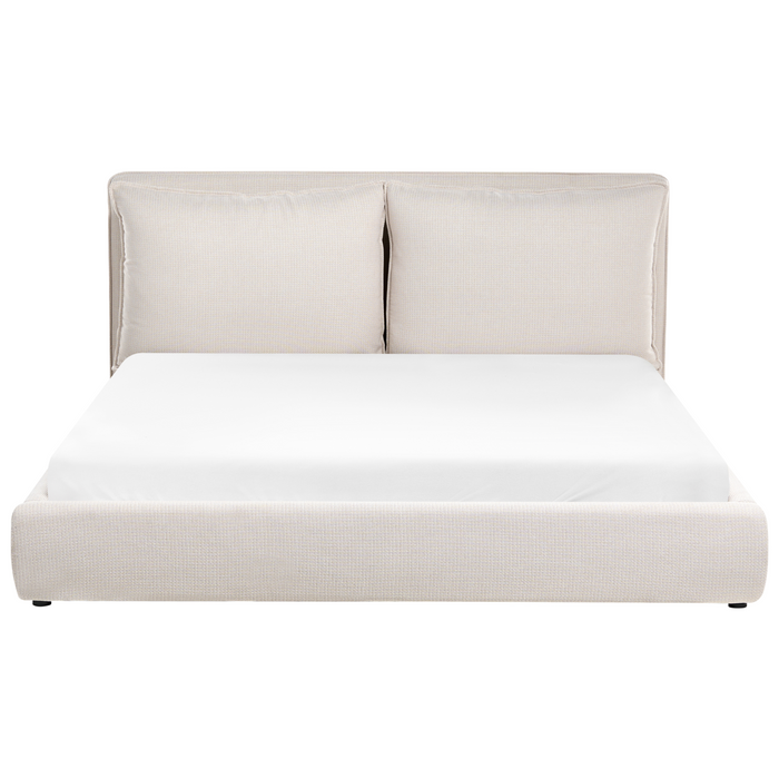 Beliani - BAJONNA - Tweepersoonsbed - Beige - 180 x 200 cm - Stof