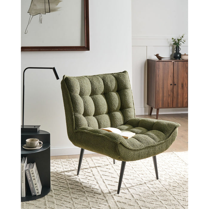 Beliani - ALVESTA - Fauteuil - Donkergroen - Bouclé