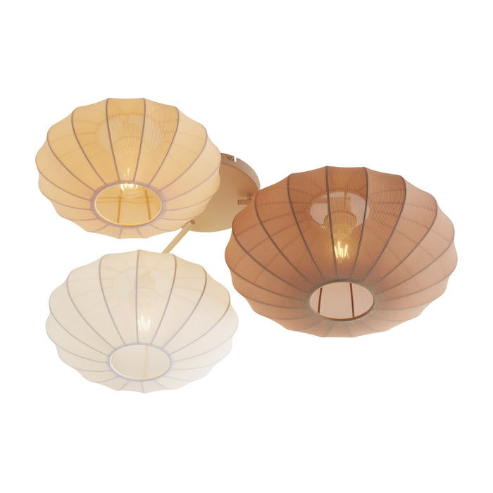 QAZQA Japandi plafondlamp wit met beige en bruin 3-lichts - Multi