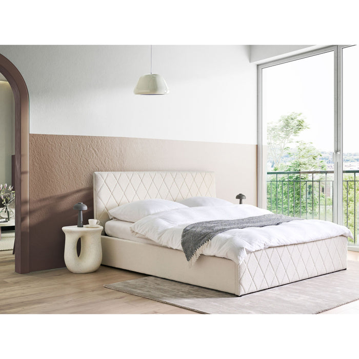 Beliani-ROCHEFORT-Bed opbergruimte-Gebroken wit-180 x 200 cm-Bouclé