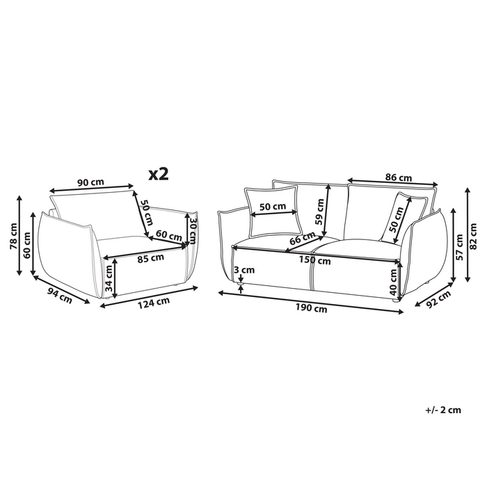 Beliani - KUNES - Woonkamerset - Lichtgroen - Polyester
