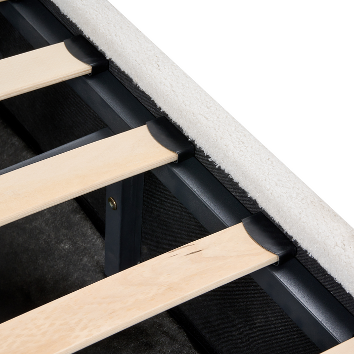 Beliani-ROCHEFORT-Bed opbergruimte-Gebroken wit-180 x 200 cm-Bouclé