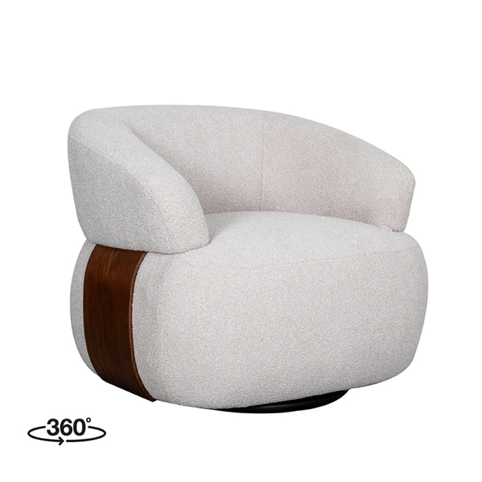 LABEL51 - Draaifauteuil Valenza - Naturel Boucle - Walnoot Eiken
