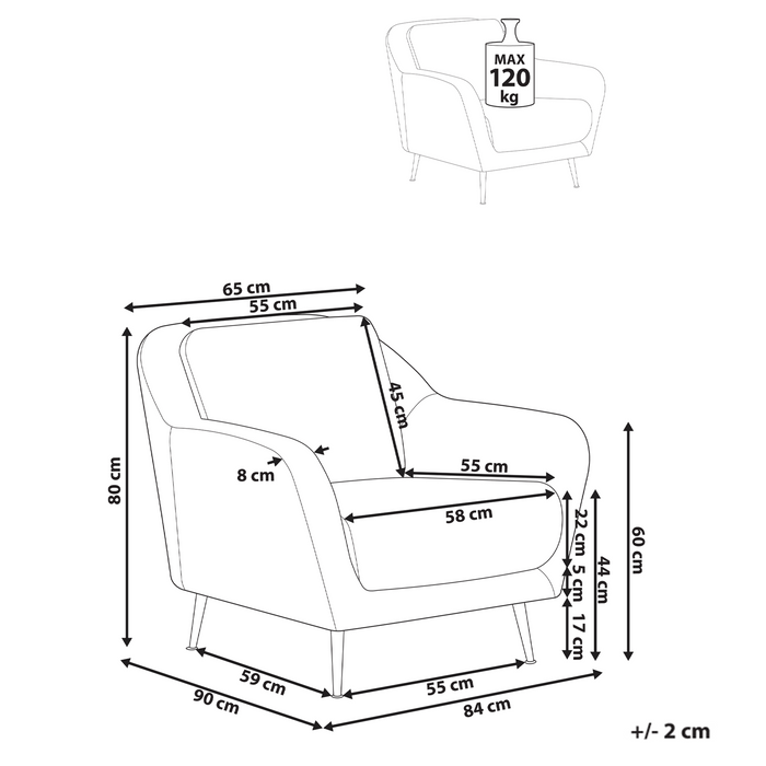 Beliani - EIBY - Fauteuil - Zwart - Chenille