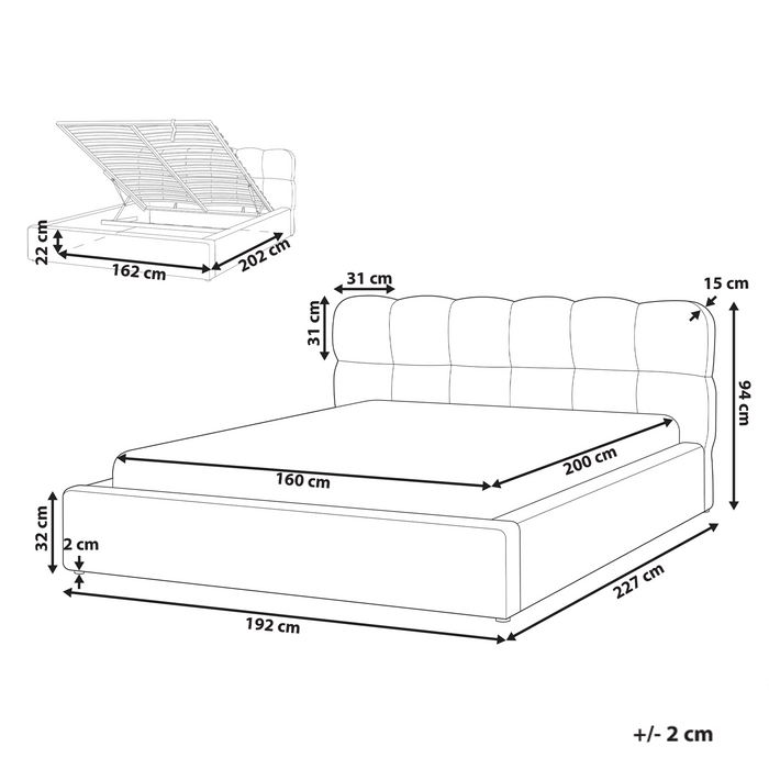 Beliani-BASTON-Bed met opbergruimte-Off-white-160 x 200 cm-Stof