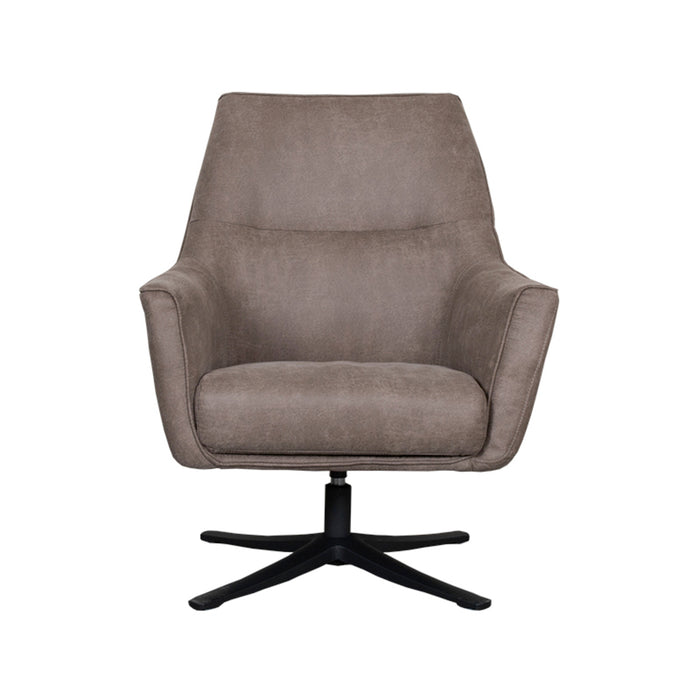 LABEL51 - Draaifauteuil Tod - Taupe Micro Suede - Zwart Metaal