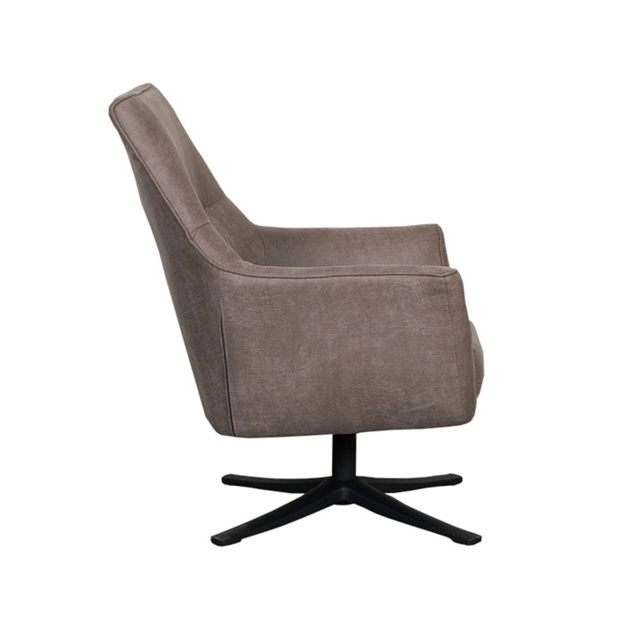 LABEL51 - Draaifauteuil Tod - Taupe Micro Suede - Zwart Metaal