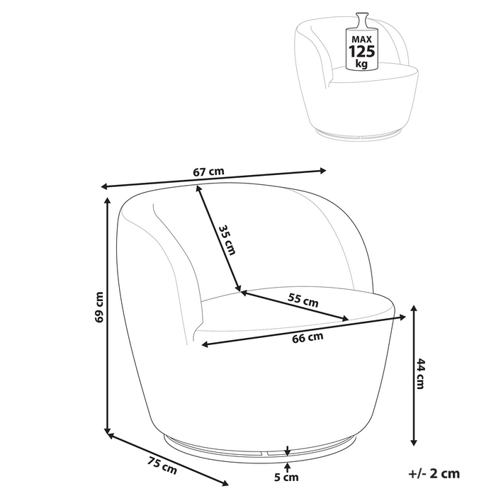 Beliani - KUOLPA - Fauteuil - Off-white - Chenille