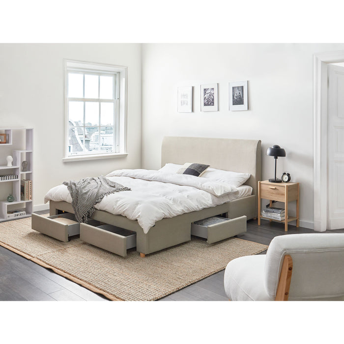 Beliani-SOUTRIN-Bed met opbergruimte-Beige-160 x 200 cm-Polyester