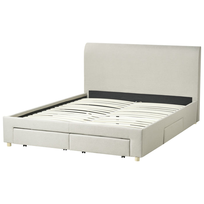Beliani-SOUTRIN-Bed met opbergruimte-Beige-160 x 200 cm-Polyester