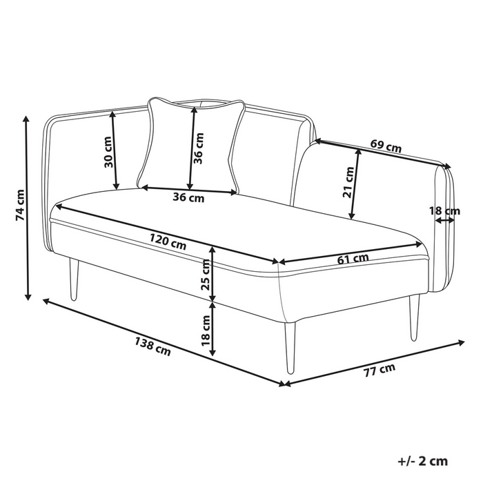 Beliani - CHEVANNES - Chaise longue - Lichtbruin - Linkszijdig - Stof