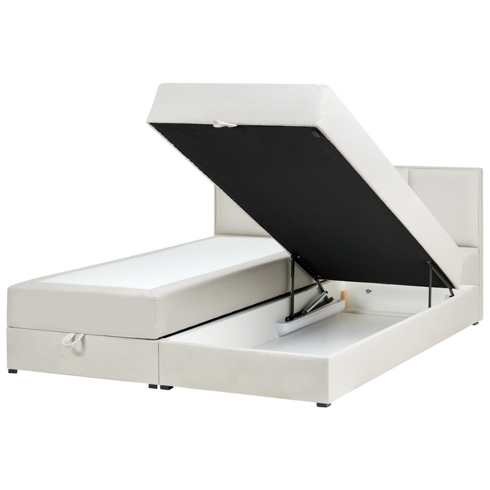 Beliani - BARONET - Boxspringbed - Off-white - 180 x 200 cm - Stof