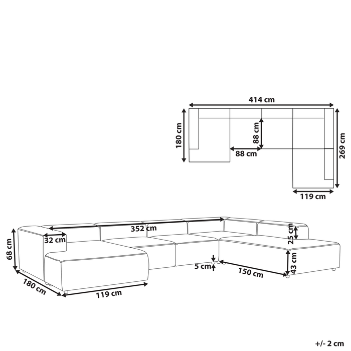 Beliani - ARDAL- Hoekbank 5-zits - Off-white - Linkszijdig - Bouclé