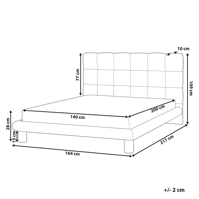 Beliani-CRESSAT-Tweepersoonsbed-Off-white-140 x 200 cm-Bouclé