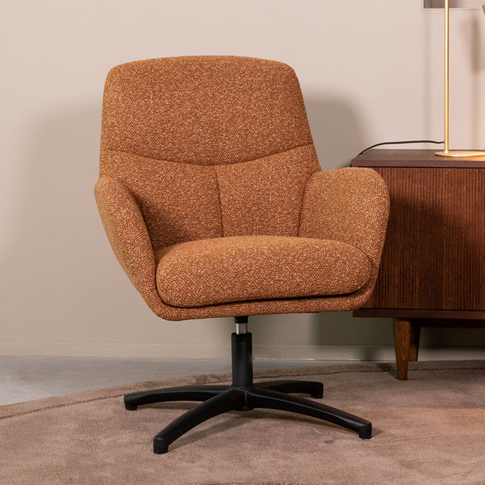 LABEL51 - Draaifauteuil Chill Zone - Coral Royal Boucle - Zwart Metaal