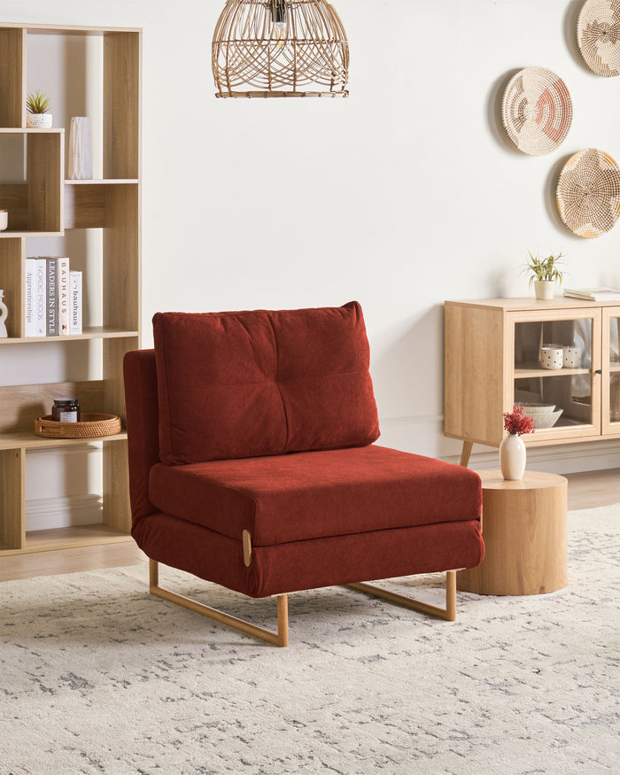 Beliani - JERSLEV - 1-zits slaapbank - Rood - Polyester