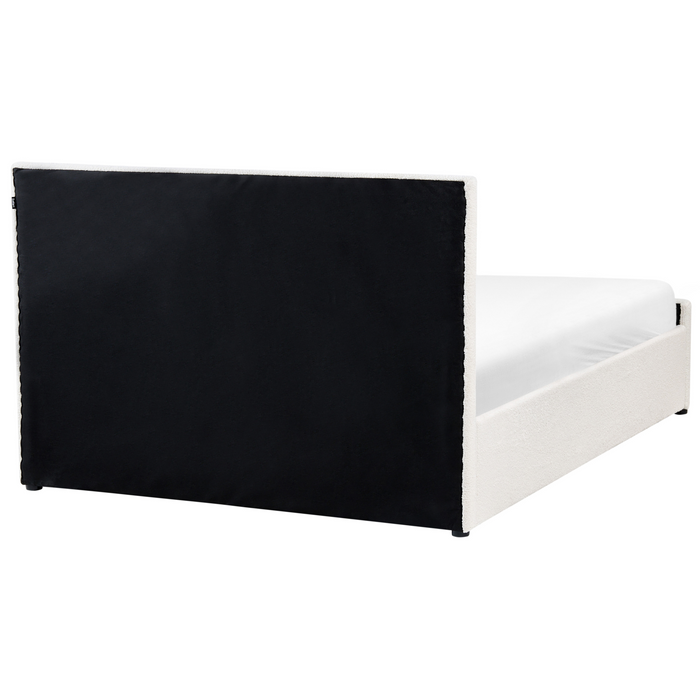 Beliani-ROCHEFORT-Bed opbergruimte-Gebroken wit-140 x 200 cm-Bouclé