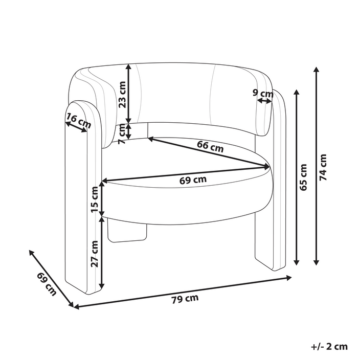 Beliani - BUREA - Fauteuil - Off-white - Chenille