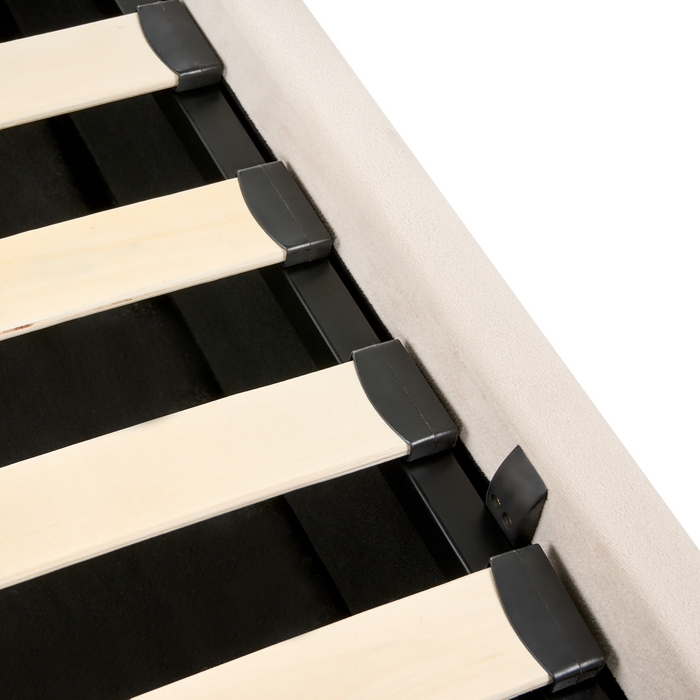 Beliani-DREUX-Bed met opbergruimte-Lichtbeige-140 x 200 cm-Fluweel