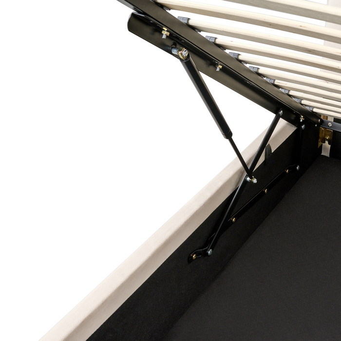 Beliani-DREUX-Bed met opbergruimte-Lichtbeige-140 x 200 cm-Fluweel