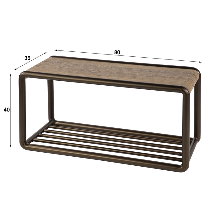 Giga Meubel - Schoenenbank Bruin Metaal - 80x35x40cm - Luno