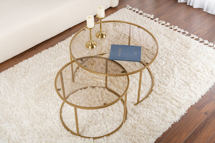 Giga Meubel - Salontafel Aurum Ø80|Ø60cm Goud|Brons Set van 2